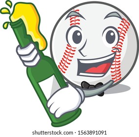 Cartoon baseball with in bring beer shape mascot