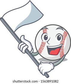 Cartoon baseball with in bring flag shape mascot