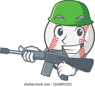 Cartoon baseball with in a character army