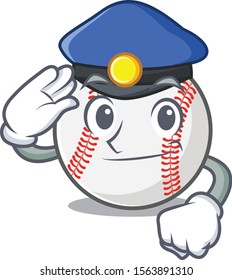 Cartoon baseball with in a character police