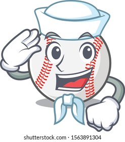 Cartoon baseball with in a character sailor