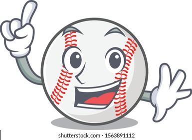 Cartoon baseball with in finger shape mascot