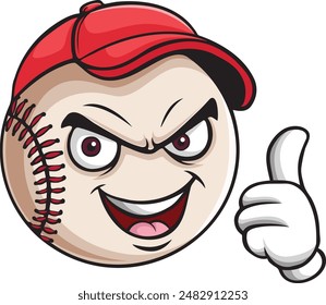 Cartoon baseball giving thumb up