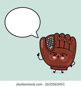 Cartoon baseball glove giving advice with speech bubble