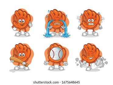 cartoon baseball glove set cartoon vector