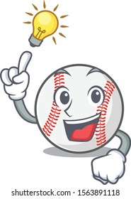 Cartoon baseball with in have an idea shape mascot