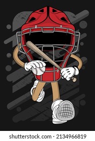 cartoon baseball helmet t  shirt design illustration
