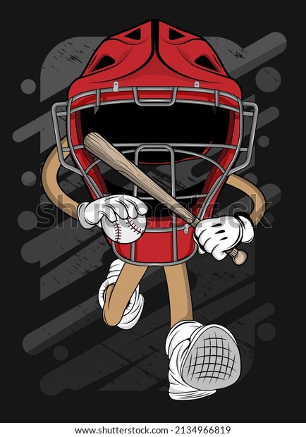 cartoon\
baseball helmet t-shirt design\
illustration\
