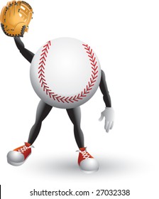 Cartoon baseball holding glove