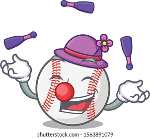 Cartoon baseball with in juggling shape mascot