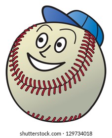 A Cartoon Baseball Man Smiling And Wearing A Hat.