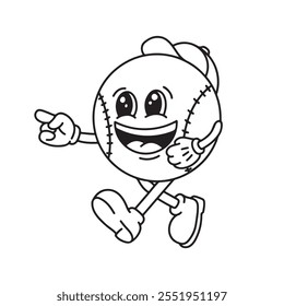 Cartoon Baseball Mascot Character Vector Illustration on White Background