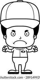 A cartoon baseball player boy looking angry.