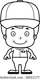 A cartoon baseball player boy smiling.