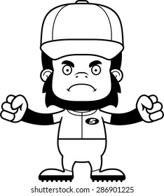 A cartoon baseball player gorilla looking angry.