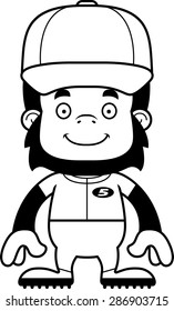 A cartoon baseball player gorilla smiling.