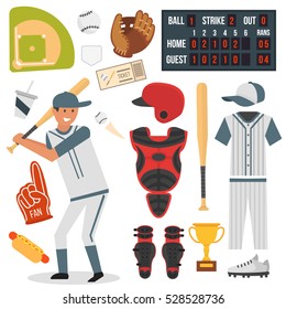 Cartoon baseball player icons batting vector design