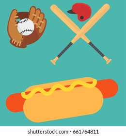 Cartoon baseball player icons batting vector design american game athlete sport league equipment