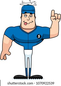 A cartoon baseball player looking drunk.