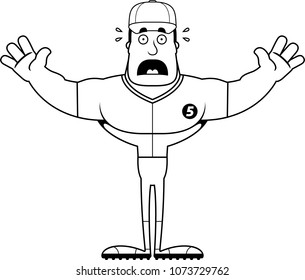 A cartoon baseball player looking scared.