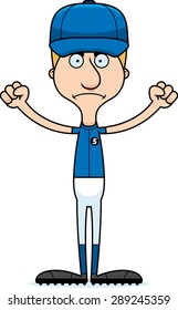 A cartoon baseball player man looking angry.