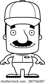 A cartoon baseball player man smiling.