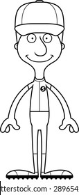 A cartoon baseball player man smiling.
