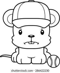 A cartoon baseball player mouse looking angry.