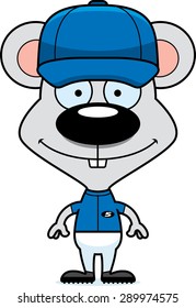 A cartoon baseball player mouse smiling.