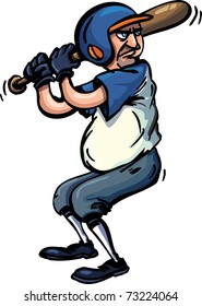 Cartoon Baseball player ready for the ball to be pitched to him