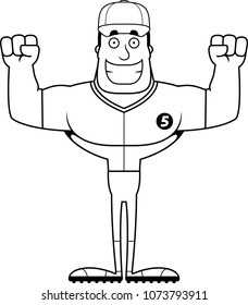 A cartoon baseball player smiling.