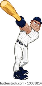  Cartoon Baseball player swinging a big bat