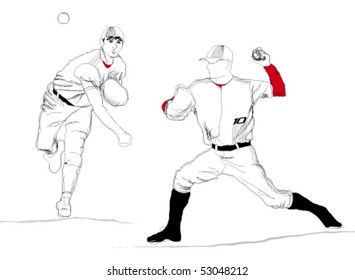 Cartoon baseball player. Vector.