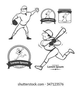cartoon baseball players, simple illustration for your design, elements