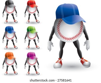 cartoon baseballs with hats