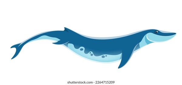 Cartoon Basilosaurus dinosaur character. Prehistoric marine reptile or beast, isolated paleontology aquatic creature. Cenozoic era wildlife carnivorous water lizard vector cute personage