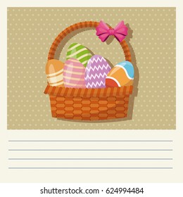 cartoon basket egg easter celebration