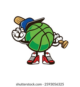 Cartoon basketball character image.
2d flat vector format.
for design elements, made with illustration software