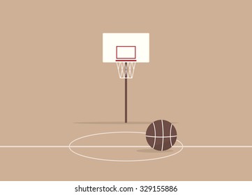 Cartoon basketball court