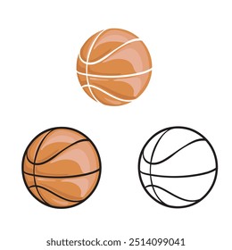 basquete de desenho animado isolado no fundo branco. multi cor. estilo de contorno de design simples. ilustrações vetoriais