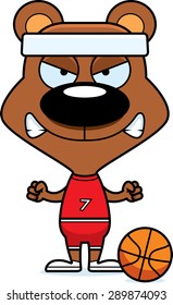 A cartoon basketball player bear looking angry.