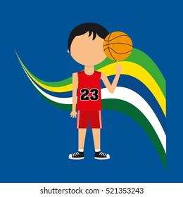 cartoon basketball player brazilian label vector illustration eps 10
