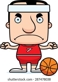 A cartoon basketball player man looking angry.