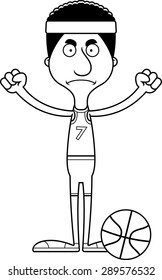 A cartoon basketball player man looking angry.