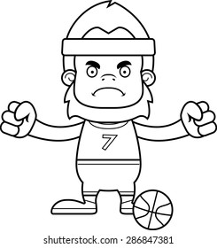 A cartoon basketball player sasquatch looking angry.