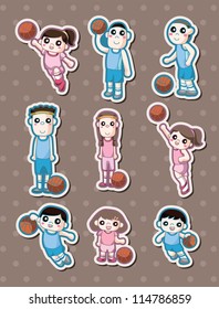 cartoon basketball player stickers