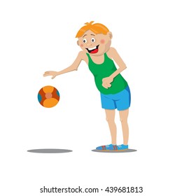 Cartoon basketball player, vector illustration, flat design