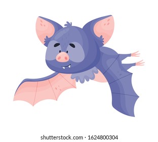 Cartoon Bat Character in Flying Pose Vector Illustration
