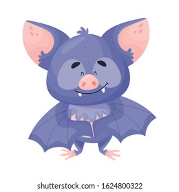Cartoon Bat Character with Satisfied Expression on Its Muzzle Vector Illustration