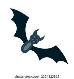Cartoon Bat in flat style isolated on white background, symbol for Halloween. Vector illustration in handdrawn style for banner, flyer, invitation, poster and design.